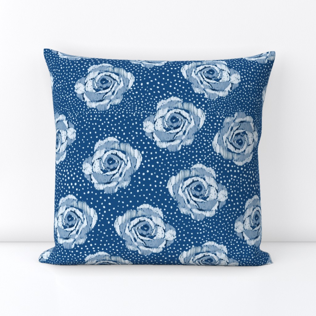 Mini ikat blue roses with a mini spot