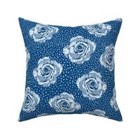 Mini ikat blue roses with a mini spot