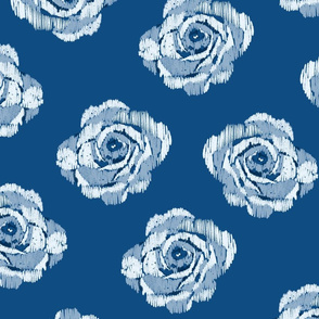 Simple ikat blue roses on Classic 