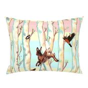 Spring Birches'Forest - Critters - sunrise pink