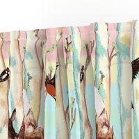 Spring Birches'Forest - Critters - sunrise pink