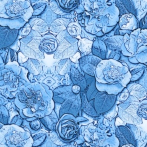 Camellia Trellis in Classic Blue, Light