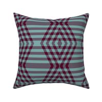 JP8 - Large -Buffalo Plaid Diamonds on Stripes in Rich Burgundy and Teal Pastel