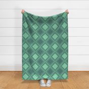 JP12 - XL - Bordered Diamonds on Point Cheater Quilt in Rustic Green 