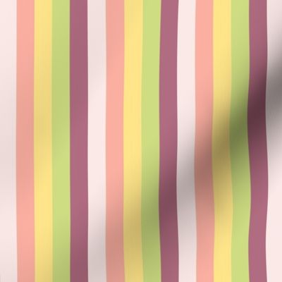 Macaroon Stripes in Variegated Pastels Tangerine - Raspberry - Lemon - Lime