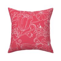 floral outline-rose coral