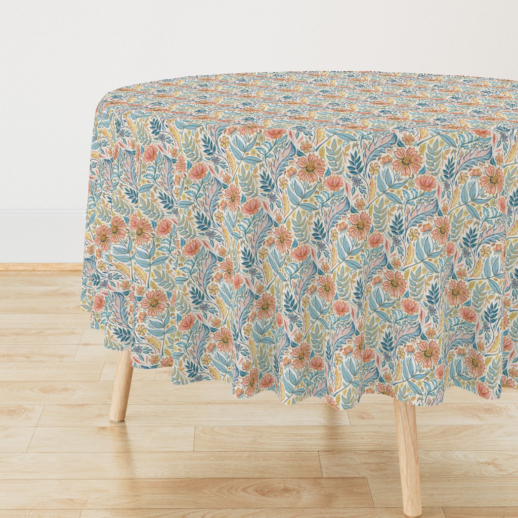 Soft Peach and Blue Art Nouveau Floral small