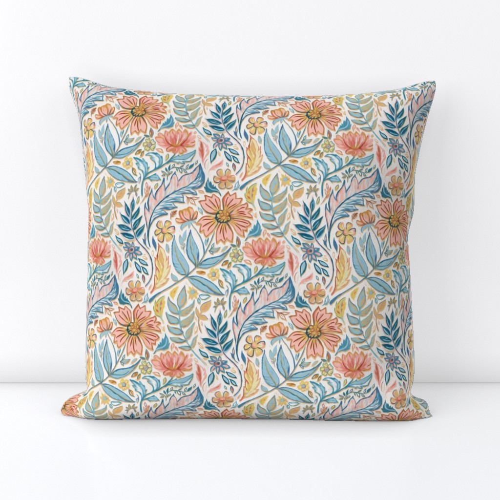 Soft Peach and Blue Art Nouveau Floral small