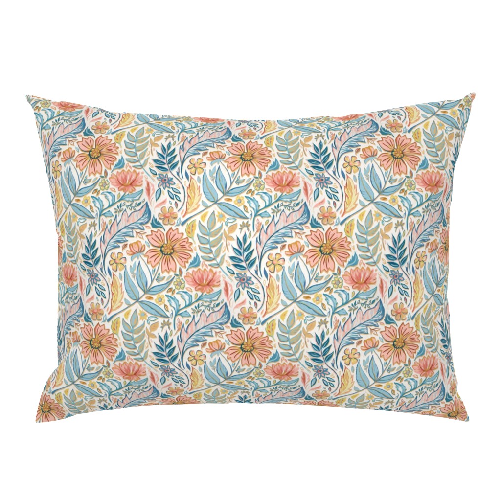 Soft Peach and Blue Art Nouveau Floral small