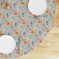 Soft Peach and Blue Art Nouveau Floral small