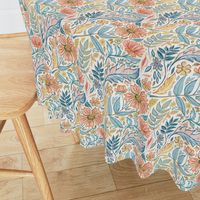 Soft Peach and Blue Art Nouveau Floral small