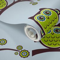 retro owl blue