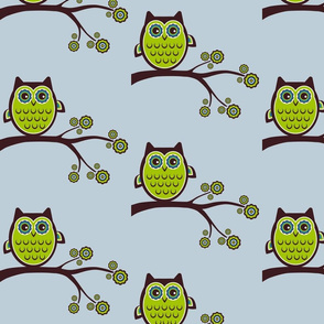 retro owl blue