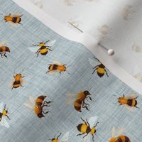4" Honey Bees // Geyser Blue Linen