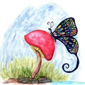 Butterfly on a Mushroom