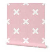 pink linen small crosses