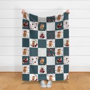 9" Teal highland floral cow cheater quilt
