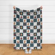 6" teal highland cow cheater quilt 
