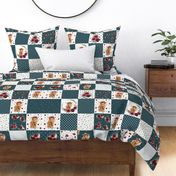 6" teal highland cow cheater quilt 
