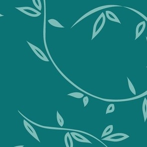 Large Scale Lines of Vines in Teal and Sea Glass Paducaru