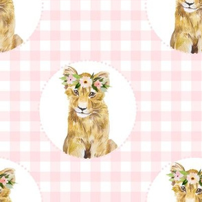 8" Floral Girl Cub with Pink Gingham