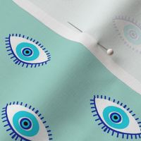 evil eye - blue eyes fabric, nazar, blue eyes, turkey fabric - mint
