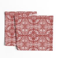 Oakstone Etched Horses-Gingham Red Tiles 