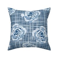 Checked roses classic blue hue