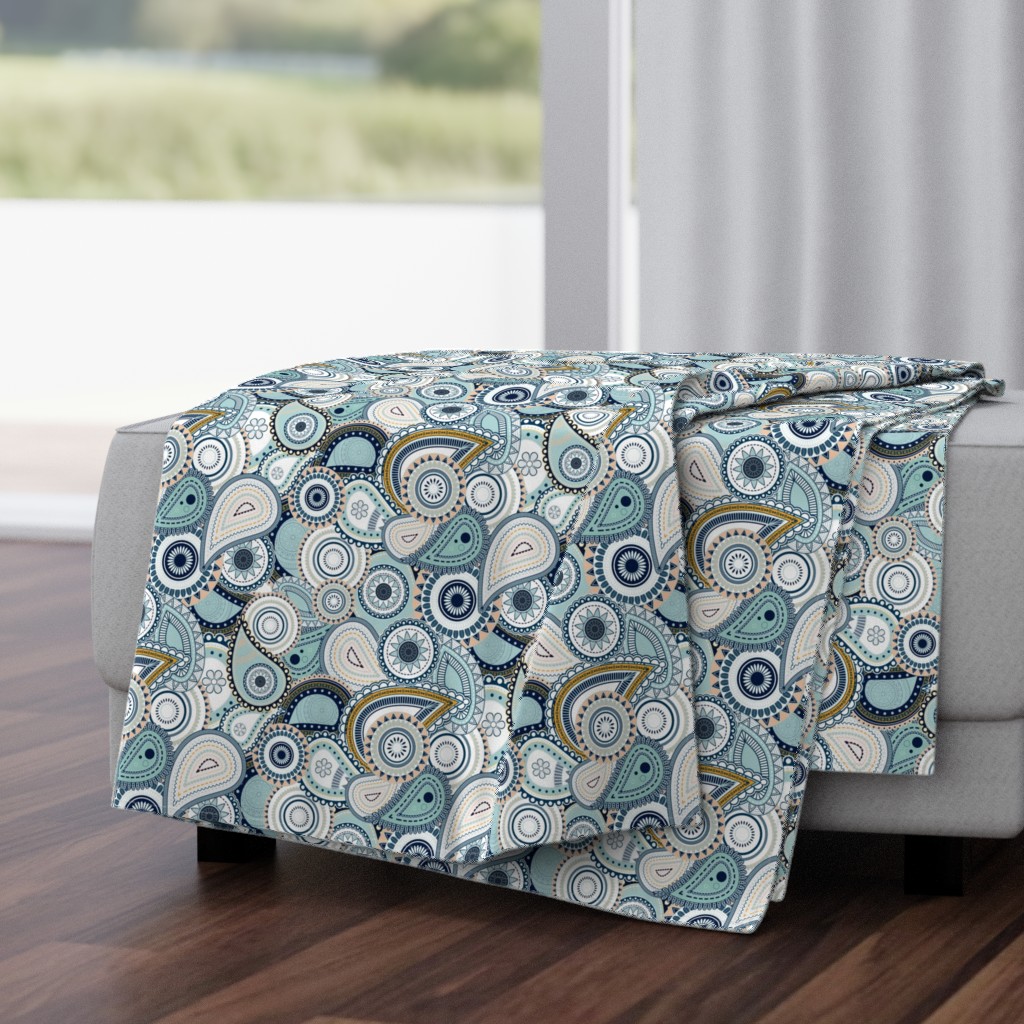 Blue Teal Garden Paisley