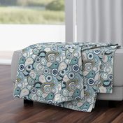 Blue Teal Garden Paisley