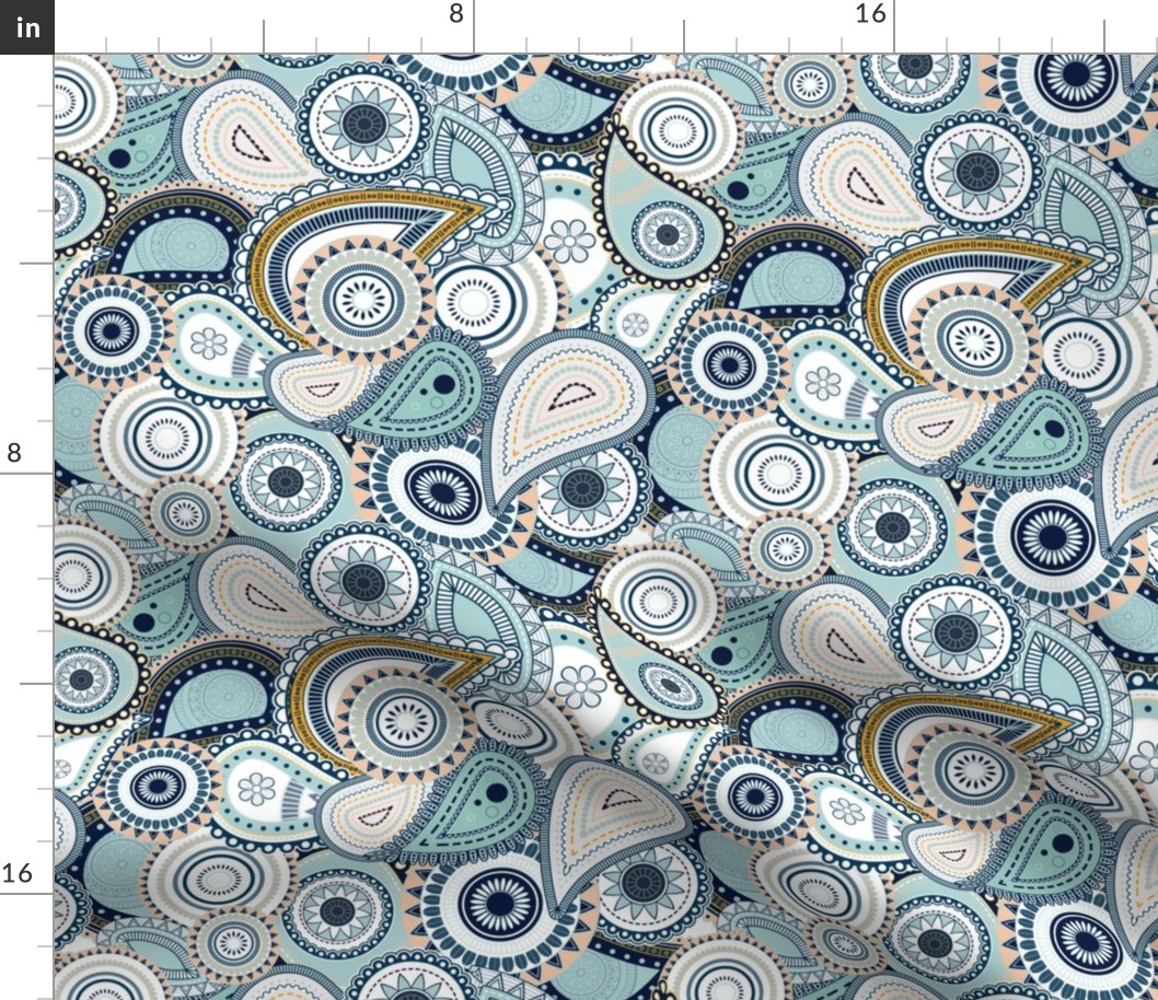 Blue Teal Garden Paisley