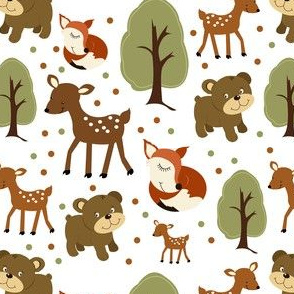 Woodland Animals White