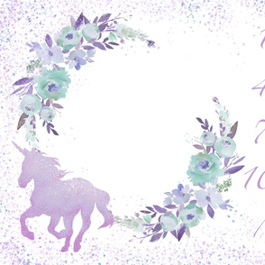 Unicorn Floral Milestone Blanket- lilac