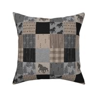 2.75” wild horses patchwork- black, brown and grey