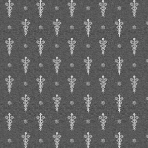 3/4” Caduceus on dark grey linen