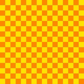 JP36 -Small -  Lemon and Orange Checkerboard of Half Inch Squares