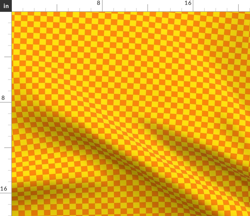 JP36 -Small -  Lemon and Orange Checkerboard of Half Inch Squares