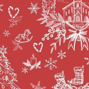 Christmas Day toile // white on red