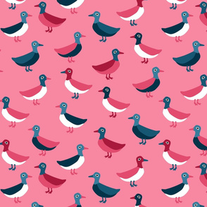 Vintage Kitsch Ducks in Pink and Blue