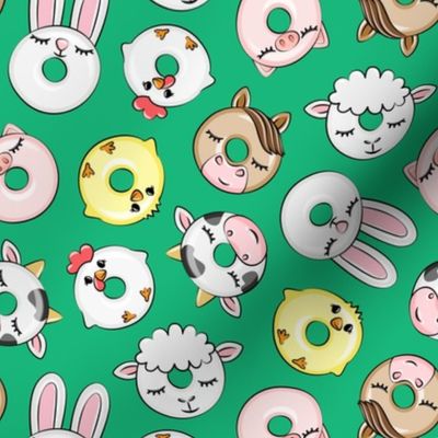 Farm Animal Donuts - green - cow, chicken, lamb, bunny, rooster doughnuts - LAD20