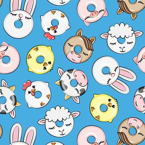 Farm Animal Donuts - Blue - cow, chicken, lamb, bunny, rooster doughnuts - LAD20