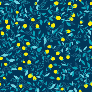 Floral doodles blue and yellow