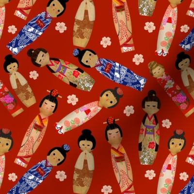 KOKESHI DOLLS RED small scale