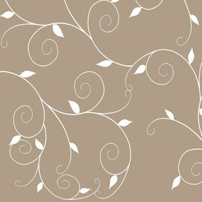 Curly Vines Leaves-Taupe
