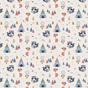 Colors of the wind - woodland fox raccoon - beige small