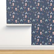 Colors of the wind - woodland fox raccoon - navy small