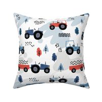 Doodle tractor - blue red - big