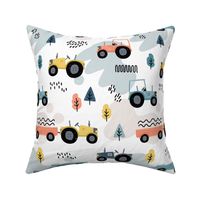 Doodle tractor - orange blue - big