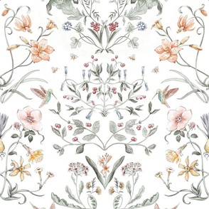 Victorian Painted Garden watercolor damask