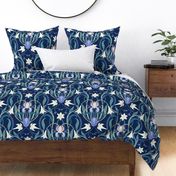 Art Nouveau lilies XL 24 inch midnight blue by Pippa Shaw